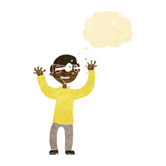 cartoon man with eyes popping out of head with thought bubble
