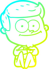 cold gradient line drawing cartoon happy man