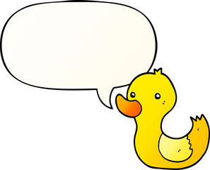 cartoon duck and speech bubble in smooth gradient style