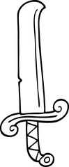 Fototapeta na wymiar line drawing cartoon ancient sword