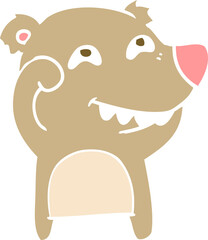 flat color style cartoon bear showing teeth