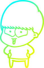 cold gradient line drawing cartoon happy boy