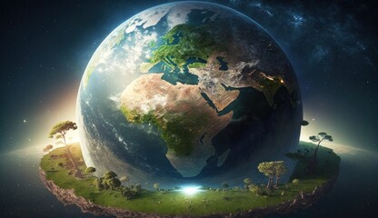 Obraz na płótnie Canvas earth globe with ecological concept, generative ai