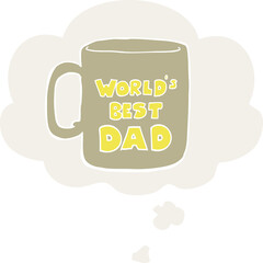 worlds best dad mug and thought bubble in retro style