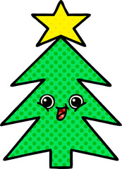 Obraz premium comic book style cartoon christmas tree