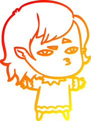 warm gradient line drawing cartoon vampire girl