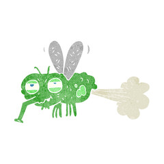 retro cartoon gross farting fly