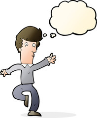 cartoon rushing man with thought bubble