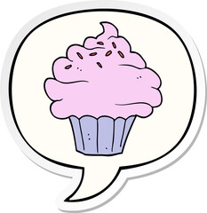 cartoon cupcake and speech bubble sticker