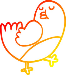 warm gradient line drawing cartoon christmas robin