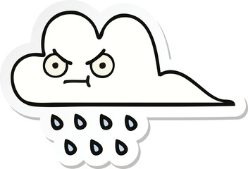 sticker of a cute cartoon rain cloud