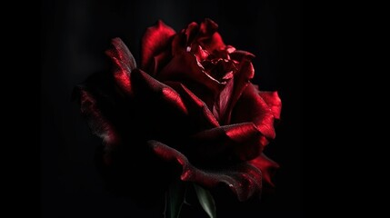 Fototapeta na wymiar a single red rose in a black vase on a table. generative ai
