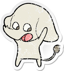 distressed sticker of a cute cartoon elephant