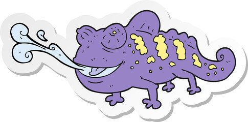 sticker of a cartoon chameleon