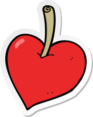 sticker of a cartoon love heart apple