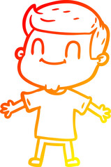 warm gradient line drawing cartoon friendly man
