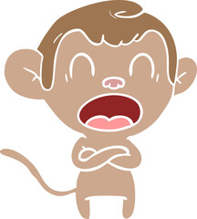 shouting flat color style cartoon monkey
