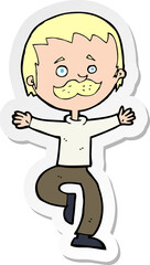 sticker of a cartoon dancing man with mustache