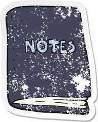 retro distressed sticker of a cartoon note book