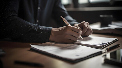 Businessman's Hand Capturing Important Meeting Details generative ai generative ai