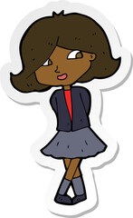 sticker of a cartoon happy girl