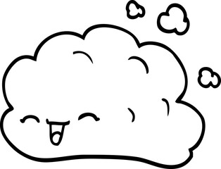 line drawing cartoon happy cloud