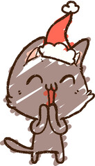 Festive Cat Chalk Drawing
