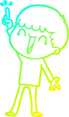 cold gradient line drawing cartoon man with great idea