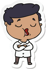 Obraz premium sticker of a cartoon man talking