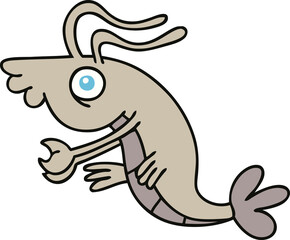 quirky hand drawn cartoon crayfish