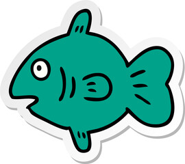 sticker cartoon doodle of a marine fish
