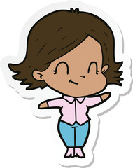 sticker of a cartoon friendly girl
