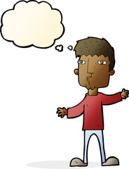 cartoon curious man with thought bubble