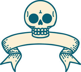 tattoo with banner of a skull