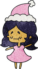 christmas textured cartoon of kawaii girl