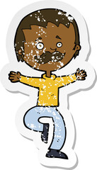 retro distressed sticker of a cartoon dancing man with mustache