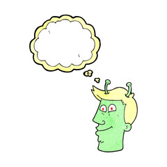 thought bubble textured cartoon alien man