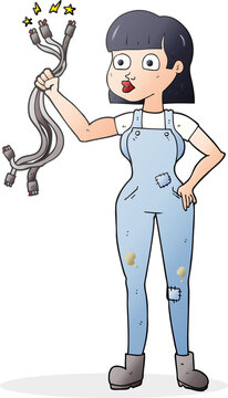 cartoon female electrician