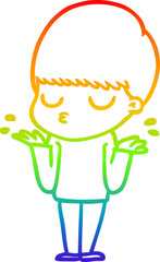 rainbow gradient line drawing cartoon calm boy