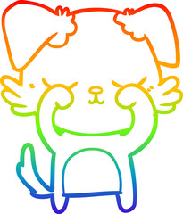 rainbow gradient line drawing cute cartoon dog