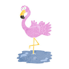 retro cartoon flamingo