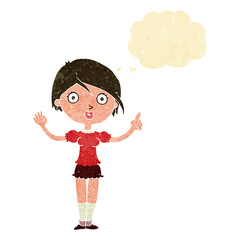 cartoon girl asking question with thought bubble