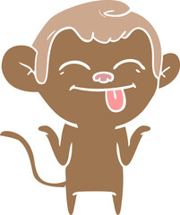 funny flat color style cartoon monkey