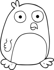 black and white cartoon bird