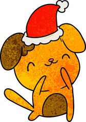 Fototapeta premium christmas textured cartoon of kawaii dog