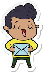 sticker of a happy cartoon man