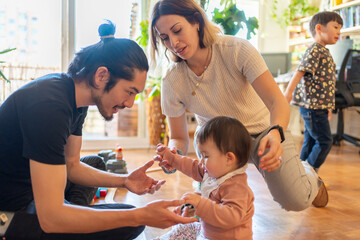 Family Spends Quality Time Together At Home.
