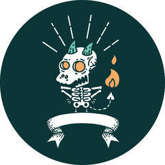 icon of tattoo style skeleton demon character