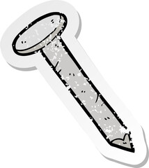 retro distressed sticker of a cartoon nail