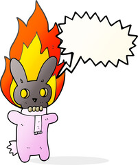speech bubble cartoon flaming skull rabbit